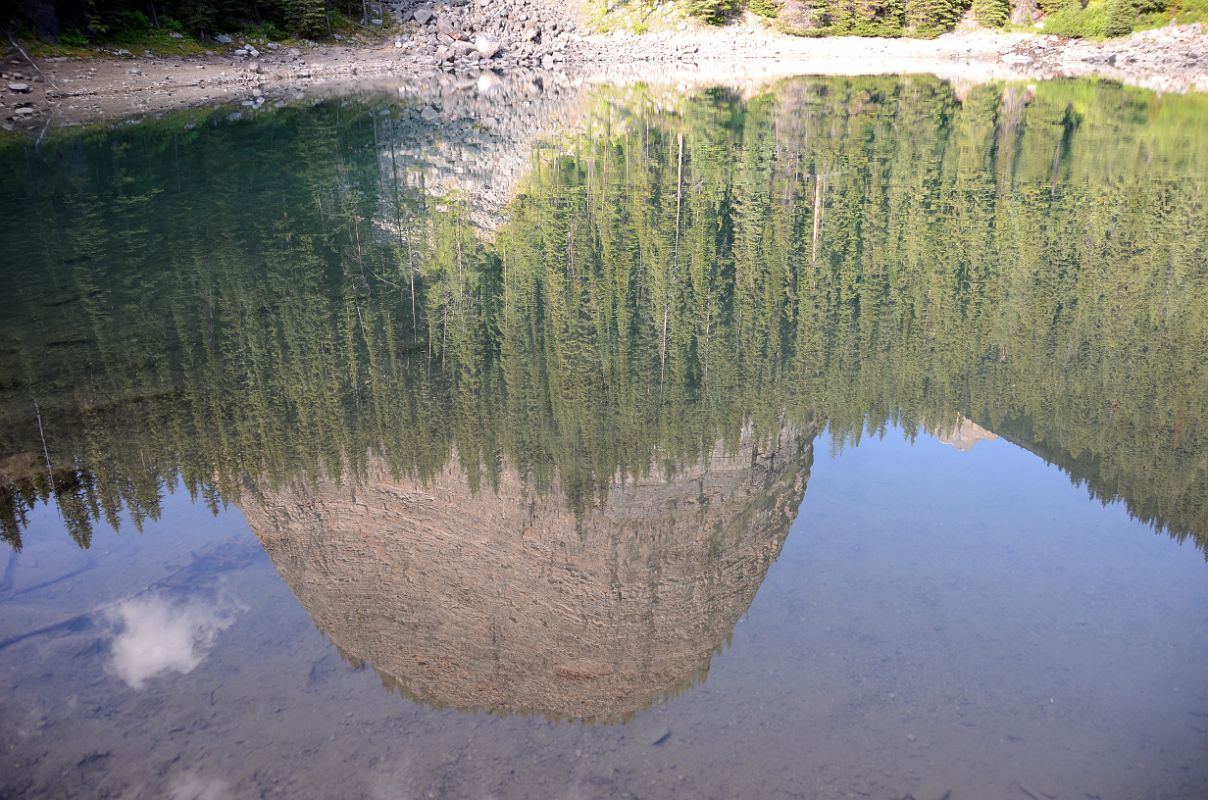 04 Big Beehive Reflected In The Still Water Of Mirror Lake On The Lake Agnes Trail At Lake Louise